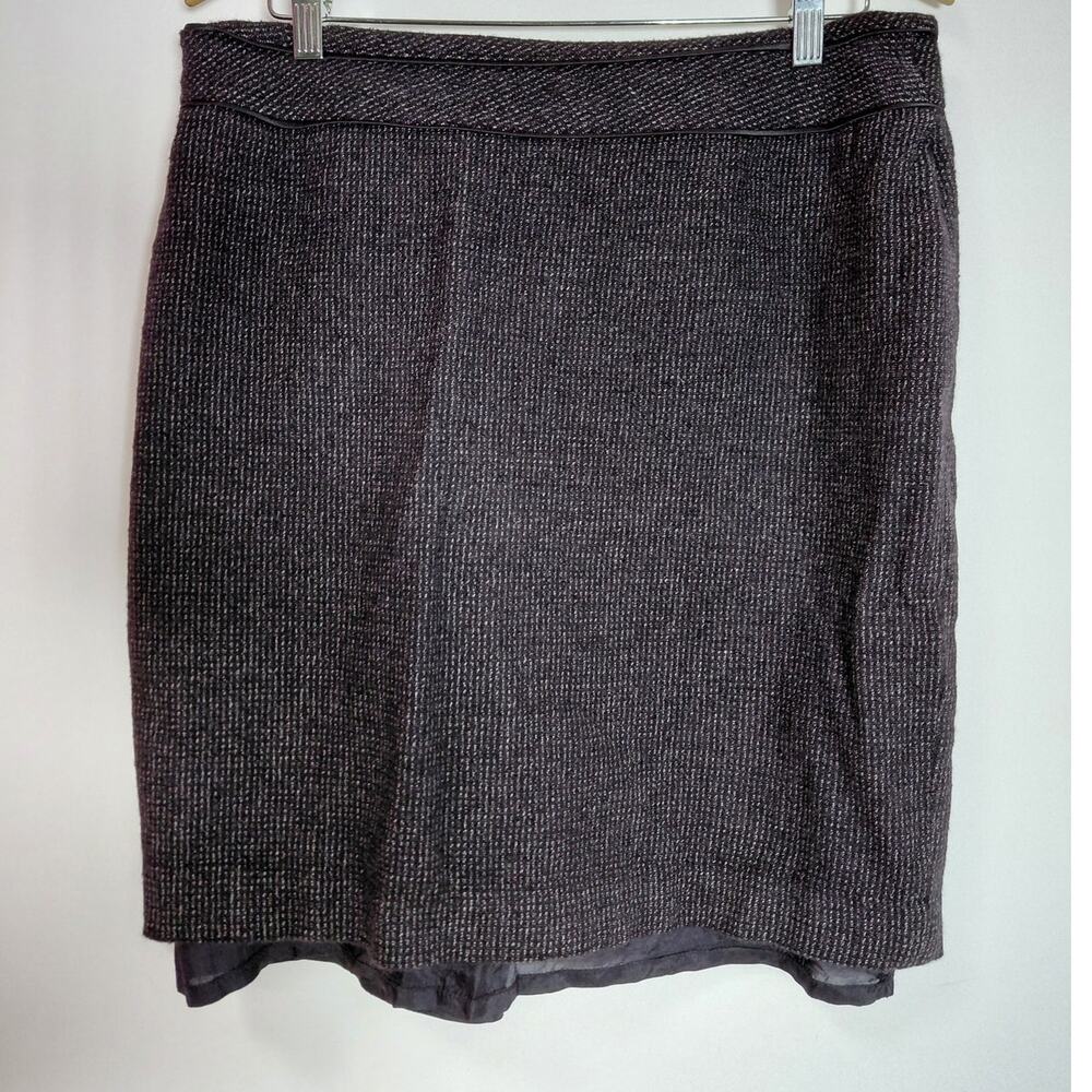 ANN TAYLOR Wool Blend Skirt Gray Solid Lined Women Size 14